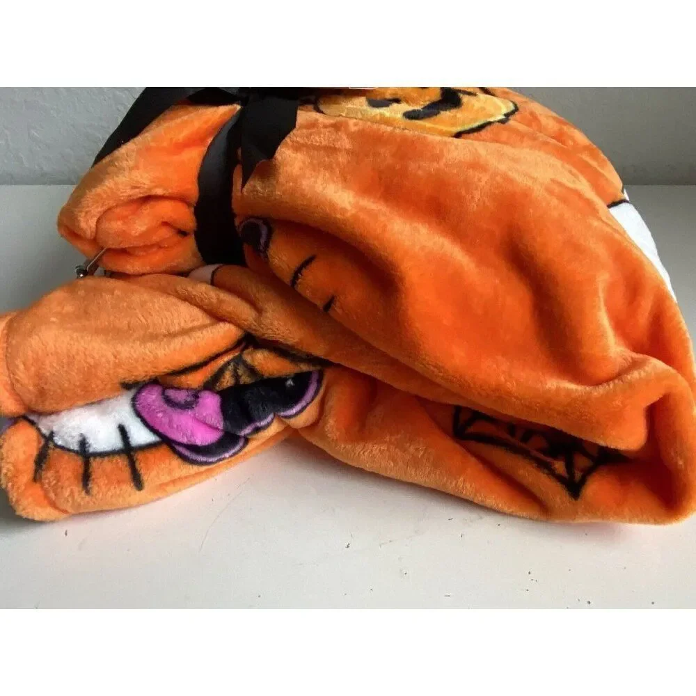 2 Pack Hello Kitty Halloween Throw Blankets Orange Web Pumpkin Pirate Candy Corn